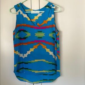 Blue Patterned Sleeveless Top